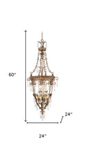 Load image into Gallery viewer, Nine Light Metal Dimmable Chandelier With Shades - Gold / Clear