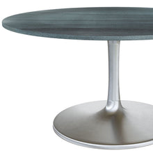 Load image into Gallery viewer, 60" Marble And Aluminum Pedestal Base Round Top Dining Room Table - Silver