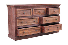 Load image into Gallery viewer, Distressed Solid And Reclaimed Wood Seven Drawer Double Dresser - Brown