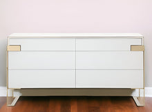 Load image into Gallery viewer, Solid And Manufactured Wood Six Drawer Dresser - White Champagne Gold