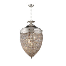 Load image into Gallery viewer, Unique Statement Three Light Metal And Crystal Glass Chandelier With Shades - Silver