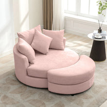 Load image into Gallery viewer, 360° Swivel Accent Barrel Chair With Storage Ottoman & 4 Pillows, Modern Leisure Chair Round Accent For Living Room