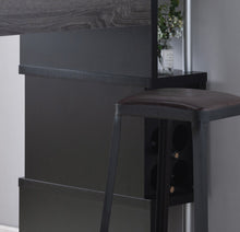 Load image into Gallery viewer, Home Bar Table With Wine Glass Compartment And Three Shelves - Distressed Gray / Black