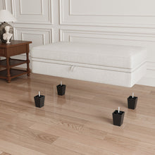 Load image into Gallery viewer, 46" Chenille Storage Ottoman - Beige / Black