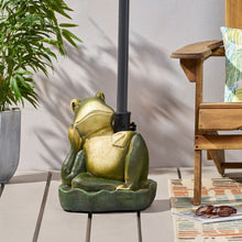 Load image into Gallery viewer, Charming Frog Prince Umbrella Base With Concrete Design - Green