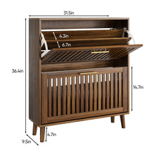 Load image into Gallery viewer, Medieval Modern Shoe Cabinet With 2 Flip Drawers And Fence Design