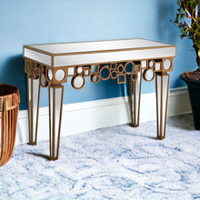 Load image into Gallery viewer, Mirrored Glass Console Table - Silver And Gold And Silver