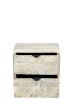 Load image into Gallery viewer, 26" Solid Wood Carved Abstract Two Drawer Nightstand - Gray