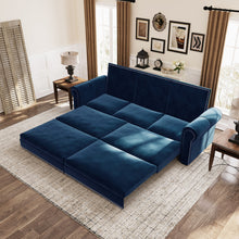 Load image into Gallery viewer, 3 In 1 Convertible Sleeper Sofa With Nailhead Trim & Rolled Arm