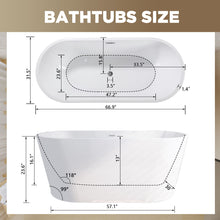 Load image into Gallery viewer, Glossy Freestanding Bathtub With Toe Tap Drain
