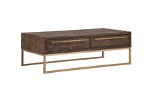 Load image into Gallery viewer, Metal Coffee Table With Drawer - Dark Brown And Gold