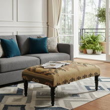 Load image into Gallery viewer, Linen Footstool Ottoman - Brown