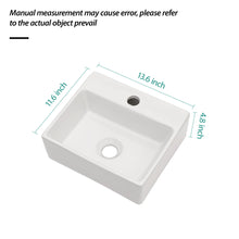 Load image into Gallery viewer, Ceramic Rectangle Wall Mount Bathroom Sink With Single Faucet Hole