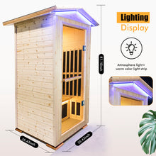 Load image into Gallery viewer, Single Person Spruce Far Infrared Sauna With Ambient Lighting And Bluetooth Music - Natural