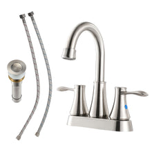 Load image into Gallery viewer, 4" Centerset Bathroom Faucet With Pop Up Drain And Water Supply Lines - Brushed Nickel