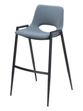 Load image into Gallery viewer, 30" Faux Leather And Steel Low Back Bar Height Bar Chairs (Set of 2) - Blue / Black