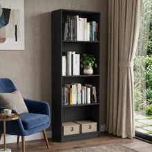 Load image into Gallery viewer, Four Tier Bookcase With Two Doors - Black