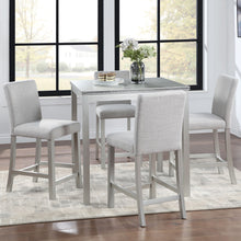 Load image into Gallery viewer, 5 Piece Counter Height Table Set, Square Table And 4 Upholstered Chairs