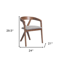 Load image into Gallery viewer, Fabric Upholstered Open Back Dining Arm Chair - Gray / Brown