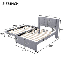 Load image into Gallery viewer, Upholstery Platform Bed With Trundle, Trundle Can Be Flat Or Erected