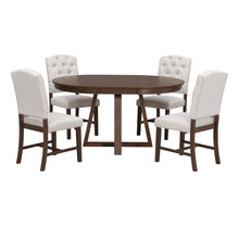 Load image into Gallery viewer, Dining Set With Leaf Round Table And 4 Upholstered Chairs