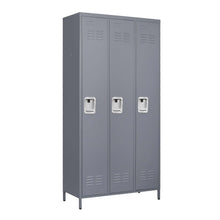 Load image into Gallery viewer, 3 Door Lockers With Lock For Home, Gym, Office, School, And Garage - Gray