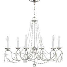 Load image into Gallery viewer, 24" Six Light Dimmable Chandelier With Shades - Nickel
