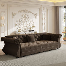 Load image into Gallery viewer, Oversized Chesterfield Pull Out Sofa Bed, Roll Arm Couch With Flower Tufting For Living Room