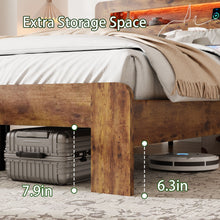 Load image into Gallery viewer, Wood Platform Bed Frame With Storage LED Light Headboard & USB