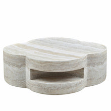 Load image into Gallery viewer, Clover Round Coffee Table With Open Storage - Marble