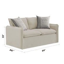 Load image into Gallery viewer, Upendo - Pattern Linen Loveseat With 2 Toss Pillows - Beige