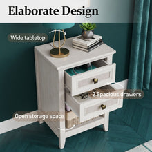 Load image into Gallery viewer, Nightstand With 2 Drawers & Shelf - White