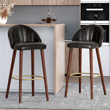 Load image into Gallery viewer, Contemporary Channel Stitch Counter Height Barstools (Set of 2) - Black / Espresso