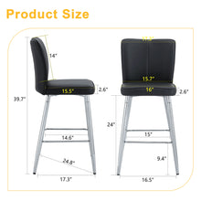 Load image into Gallery viewer, Modern Bar Chair Set Streamlined Backrest Metal Legs 2 Pieces - Black / Silver