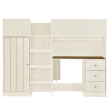 Load image into Gallery viewer, Loft Bed With Built In Wardrobe, Desk, Shelves, And Drawers