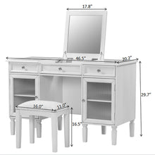 Load image into Gallery viewer, Multi Functional 2 In 1 Vanity Desk With Flip Top Mirror Material - White Oak
