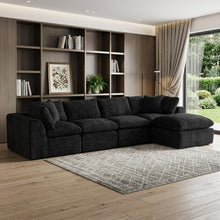 Load image into Gallery viewer, Chenille Modular Sofa Chaise With Ottoman Toss Pillows (725200) - Black