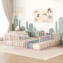 Load image into Gallery viewer, Metal Floor Bed Frame With Fence And Door
