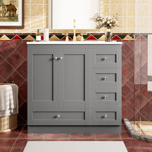 Load image into Gallery viewer, Shaker Free Standing Bathroom Vanity Cabinet & Sink, Soft Close Drawers, Soft Close Doors