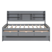 Load image into Gallery viewer, Captain Bed With Built In Bookshelves, 3 Storage Drawers, And Trundle