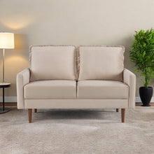 Load image into Gallery viewer, Brown Velvet Loveseat - Dark / Beige