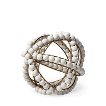Load image into Gallery viewer, Wooden Bead Orb Sculpture - White / Gold