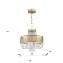 Load image into Gallery viewer, Four Light Metal And Crystals Dimmable Chandelier With Shades - Gold