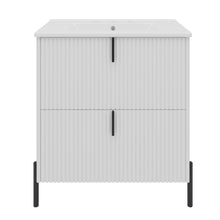 Load image into Gallery viewer, Fluted Bathroom Vanity With Ceramic Sink, Freestanding Design