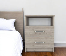 Load image into Gallery viewer, Wood Two Drawer Nightstand - Light Gray
