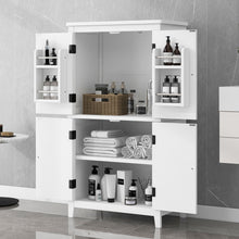 Load image into Gallery viewer, Elegant Bathroom Floor Storage Cabinet With 4 Doors, Adjustable Shelves