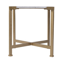 Load image into Gallery viewer, 20" Distressed Marble And Iron Square End Table - White And Antiqued Gold