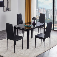 Load image into Gallery viewer, Modern 5 Piece Dining Table Set With Glass Top And Chairs - Black