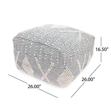 Load image into Gallery viewer, Diamond - Handcrafted Faux Yarn Pouf - Ivory / Gray