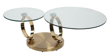 Load image into Gallery viewer, 32" Glass And Metal Round Abstract Coffee Table - Clear And Gold
